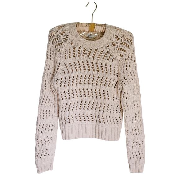 American Eagle Cream Crochet Long Sleeve Sweater Vintage XS Cozy Vintage Y2K - Picture 2 of 7